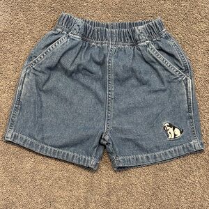Vintage Little Big Dogs Kids Denim Shorts with Dog Patch